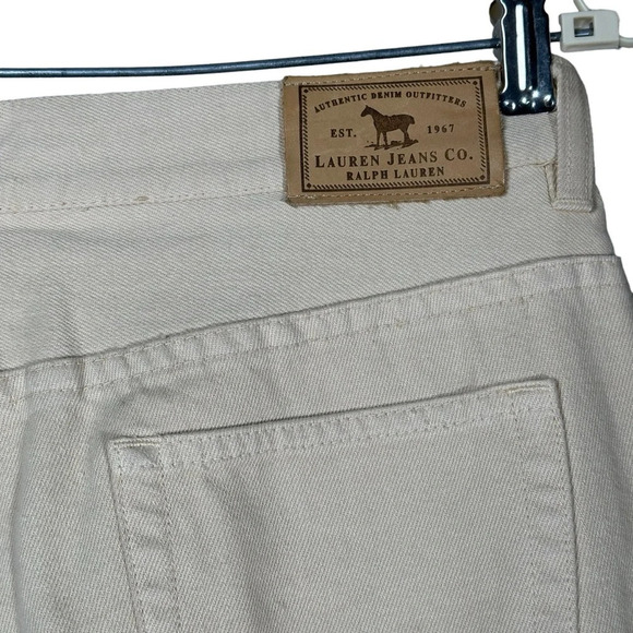 Lauren Jeans Co Size 6 Cream Denim Jeans Cropped Lace Equestrian Preppy Feminine - Picture 7 of 8
